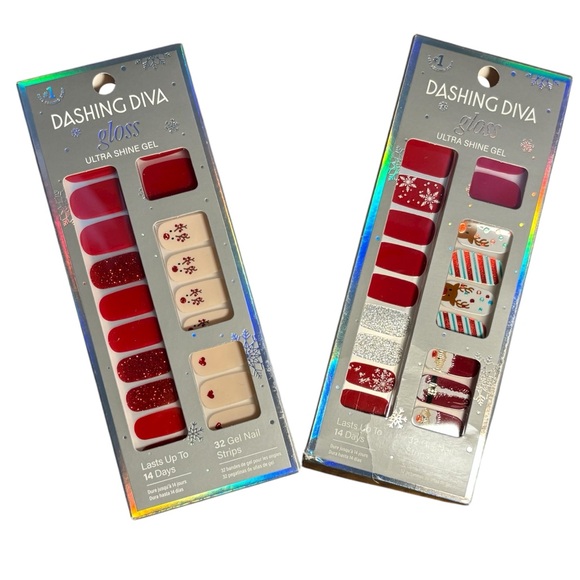 Dashing Diva Gloss Gel Nail Strips Xmas Set Deer Diary & Santa’s Helper NIB - Picture 1 of 6